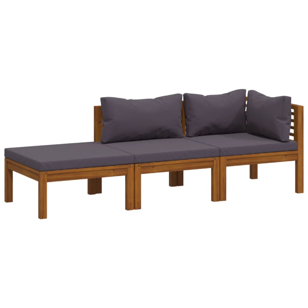 Set Divani da Giardino 3 pz con Cuscini in Massello di Acacia | homemem39