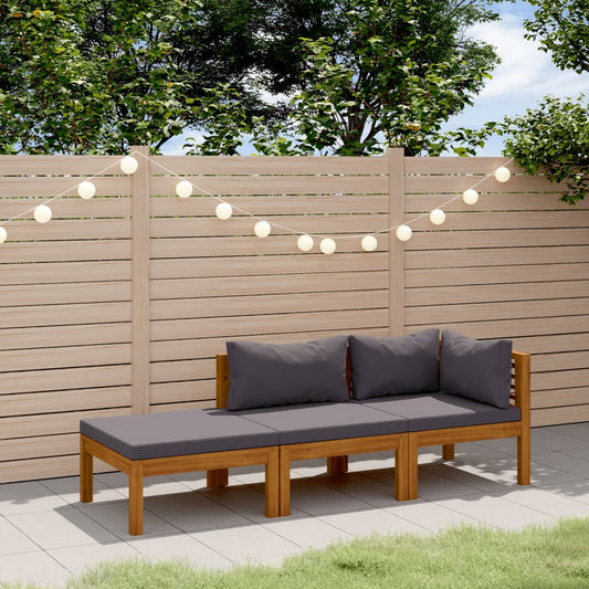 Set Divani da Giardino 3 pz con Cuscini in Massello di Acacia - homemem39