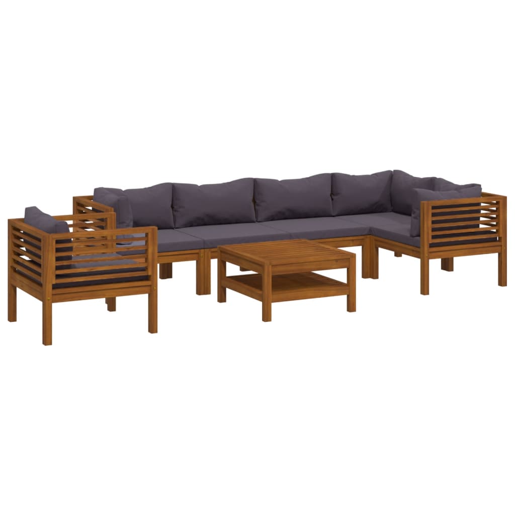 Set Divani da Giardino 7 pz con Cuscini in Massello di Acacia | homemem39