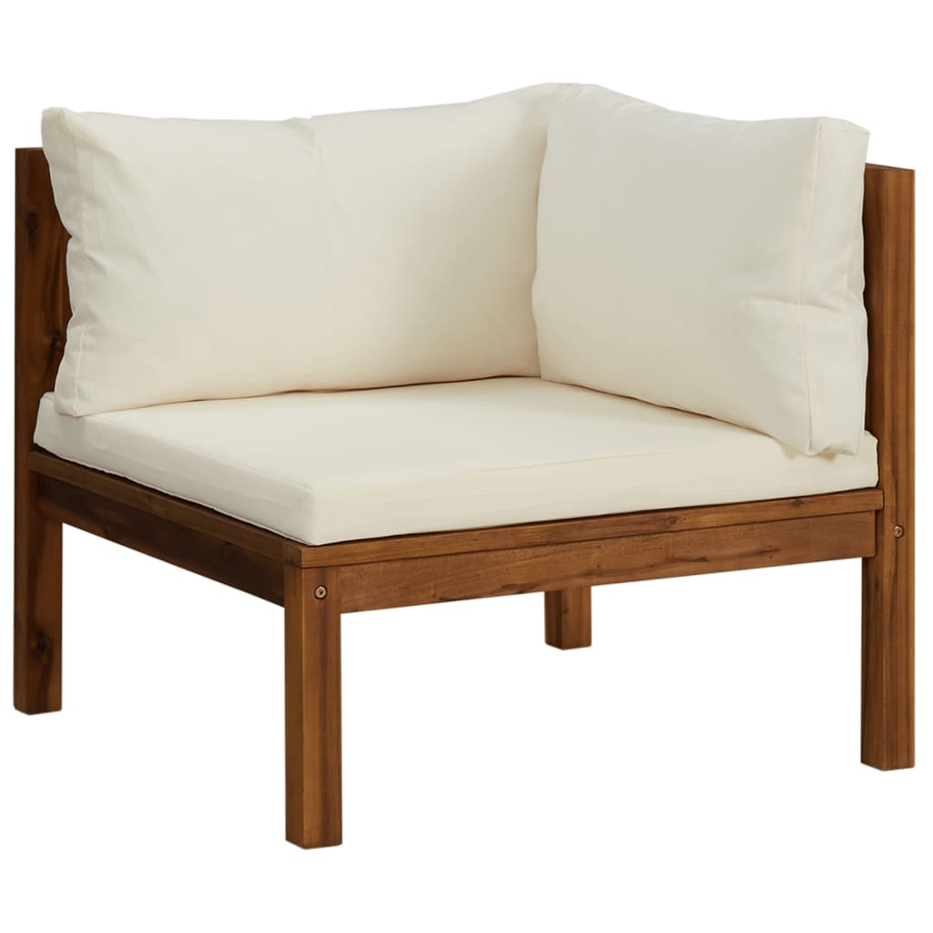 Set Divani da Giardino 9 pz con Cuscini Crema in Legno Acacia - homemem39