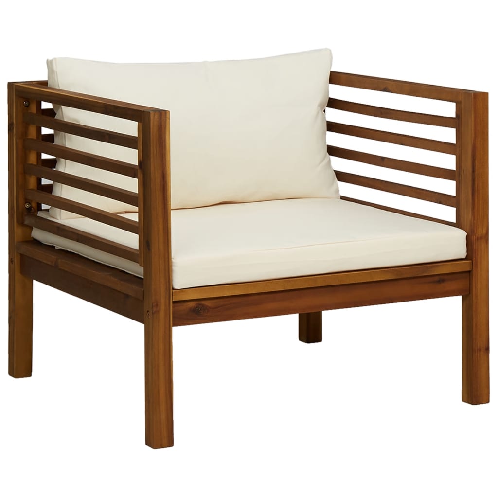 Set Divani da Giardino 7 pz con Cuscini Crema in Legno Acacia - homemem39
