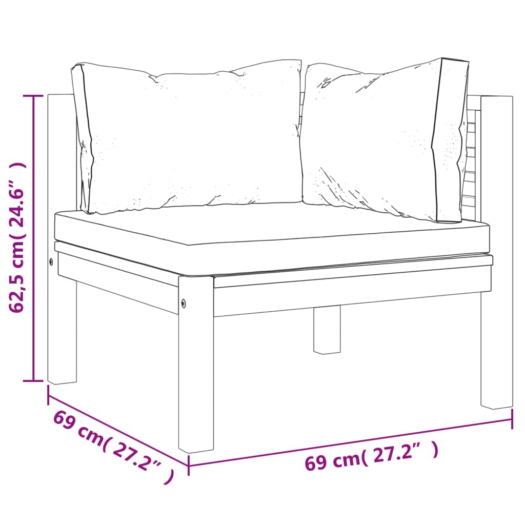Set Divani da Giardino 9 pz con Cuscini Crema in Legno Acacia | homemem39
