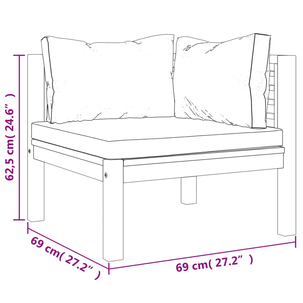Set Divani da Giardino 7 pz con Cuscini Crema in Legno Acacia | homemem39
