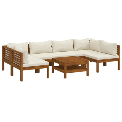 Set Divani da Giardino 7 pz con Cuscini Crema in Legno Acacia - homemem39