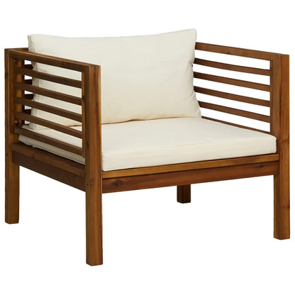 Set Divani da Giardino 7 pz con Cuscini Crema in Legno Acacia - homemem39