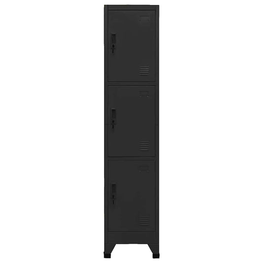 Armadietto con Serratura Nero 38x45x180 cm in Acciaio | homemem39
