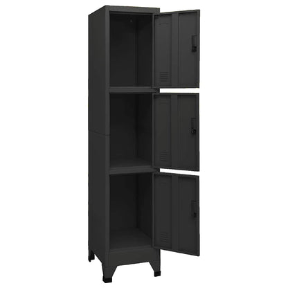 Armadietto con Serratura Nero 38x45x180 cm in Acciaio | homemem39