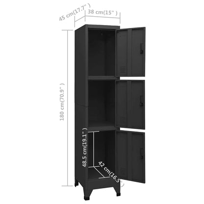 Armadietto con Serratura Nero 38x45x180 cm in Acciaio | homemem39
