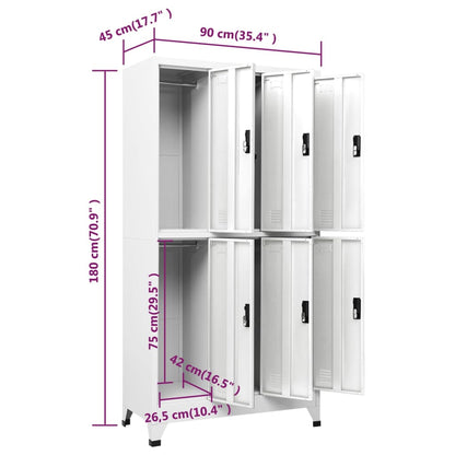 Armadietto con Serratura Bianco 90x45x180 cm in Acciaio | homemem39