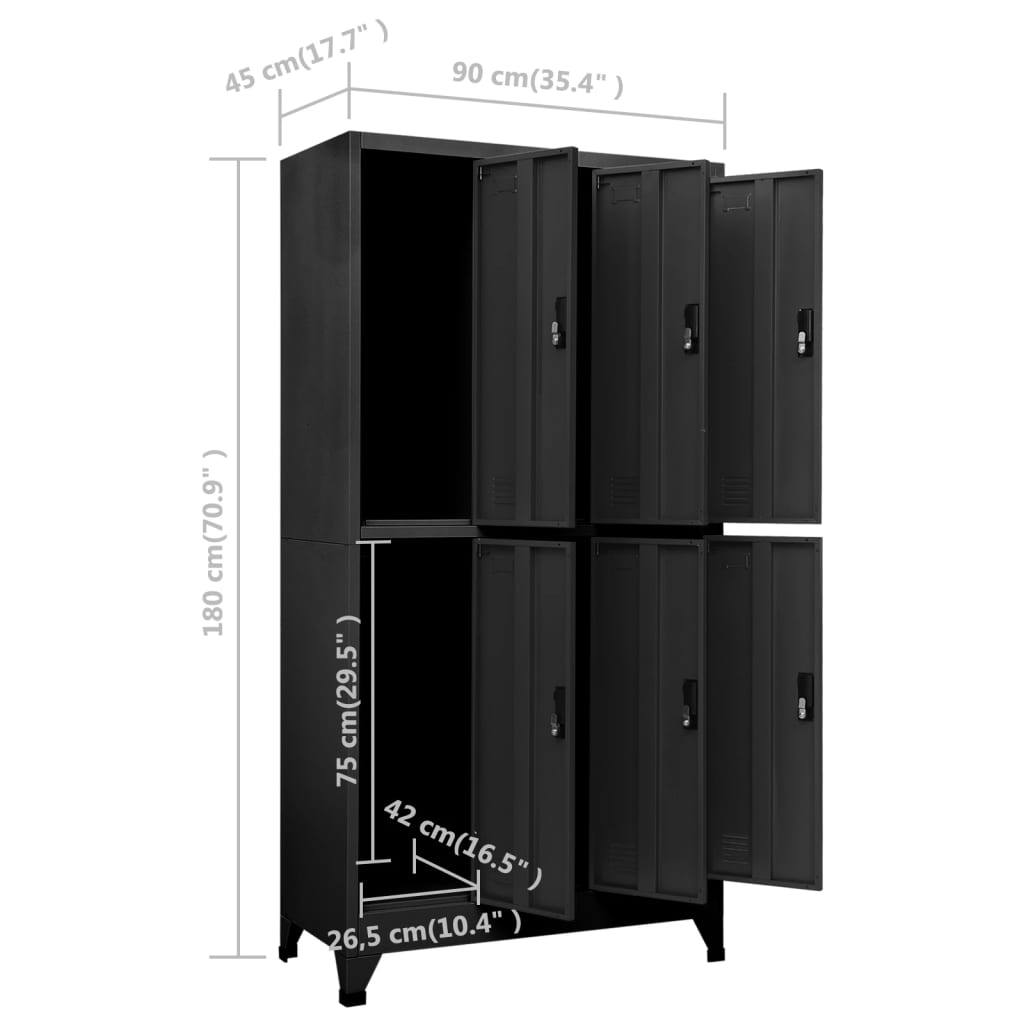 Armadietto con Serratura Antracite 90x45x180 cm in Acciaio | homemem39