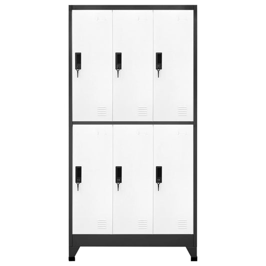Armadietto con Serratura Antracite e Bianco 90x45x180cm Acciaio - homemem39