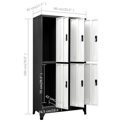 Armadietto con Serratura Antracite e Bianco 90x45x180cm Acciaio - homemem39