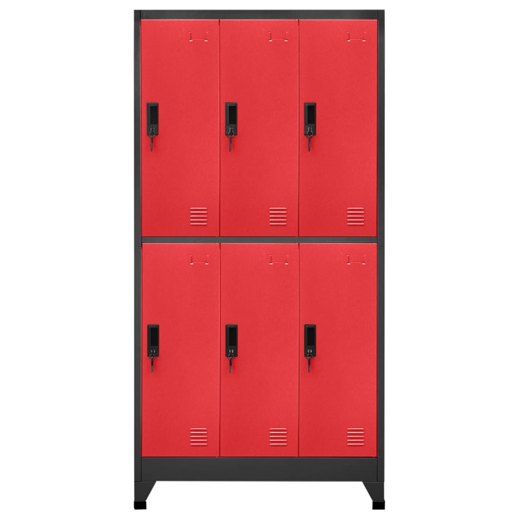 Armadietto con Serratura Antracite e Rosso 90x45x180cm Acciaio - homemem39
