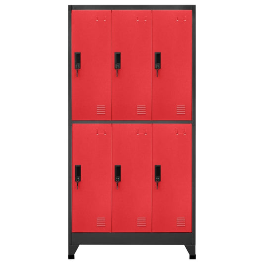 Armadietto con Serratura Antracite e Rosso 90x45x180cm Acciaio - homemem39
