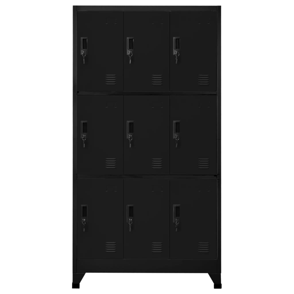 Armadietto con Serratura Nero 90x45x180 cm in Acciaio | homemem39
