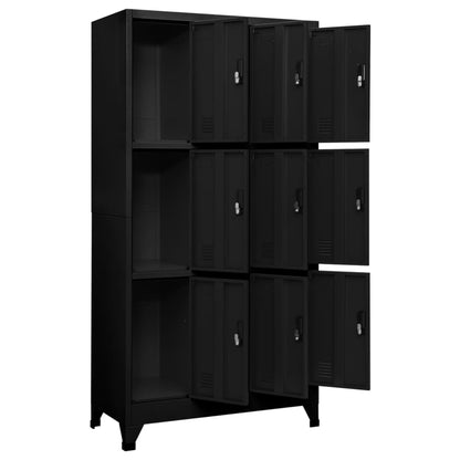 Armadietto con Serratura Nero 90x45x180 cm in Acciaio | homemem39