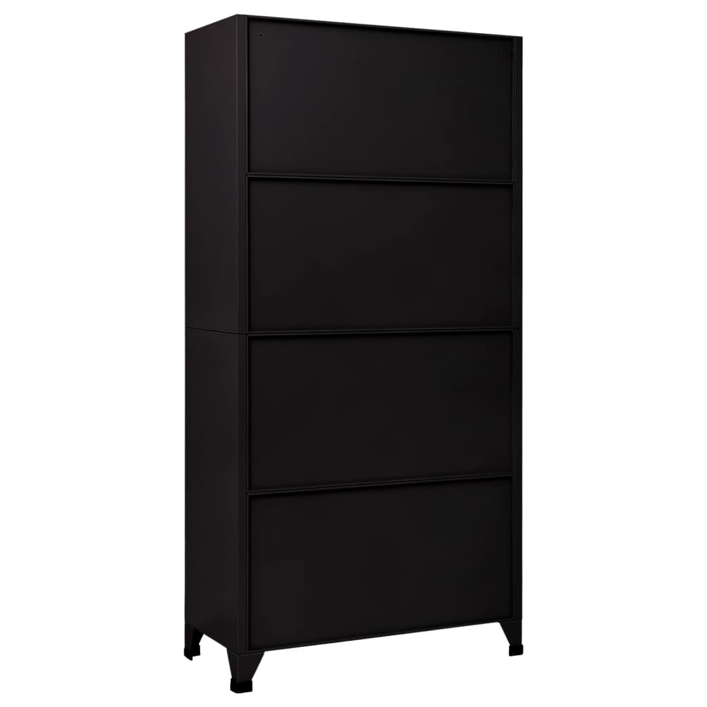 Armadietto con Serratura Nero 90x45x180 cm in Acciaio | homemem39
