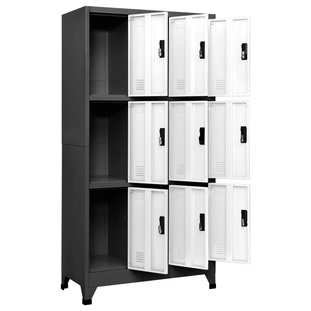 Armadietto con Serratura Antracite e Bianco 90x45x180cm Acciaio | homemem39