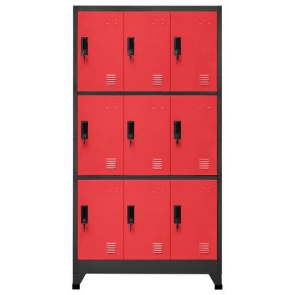 Armadietto con Serratura Antracite e Rosso 90x45x180cm Acciaio | homemem39
