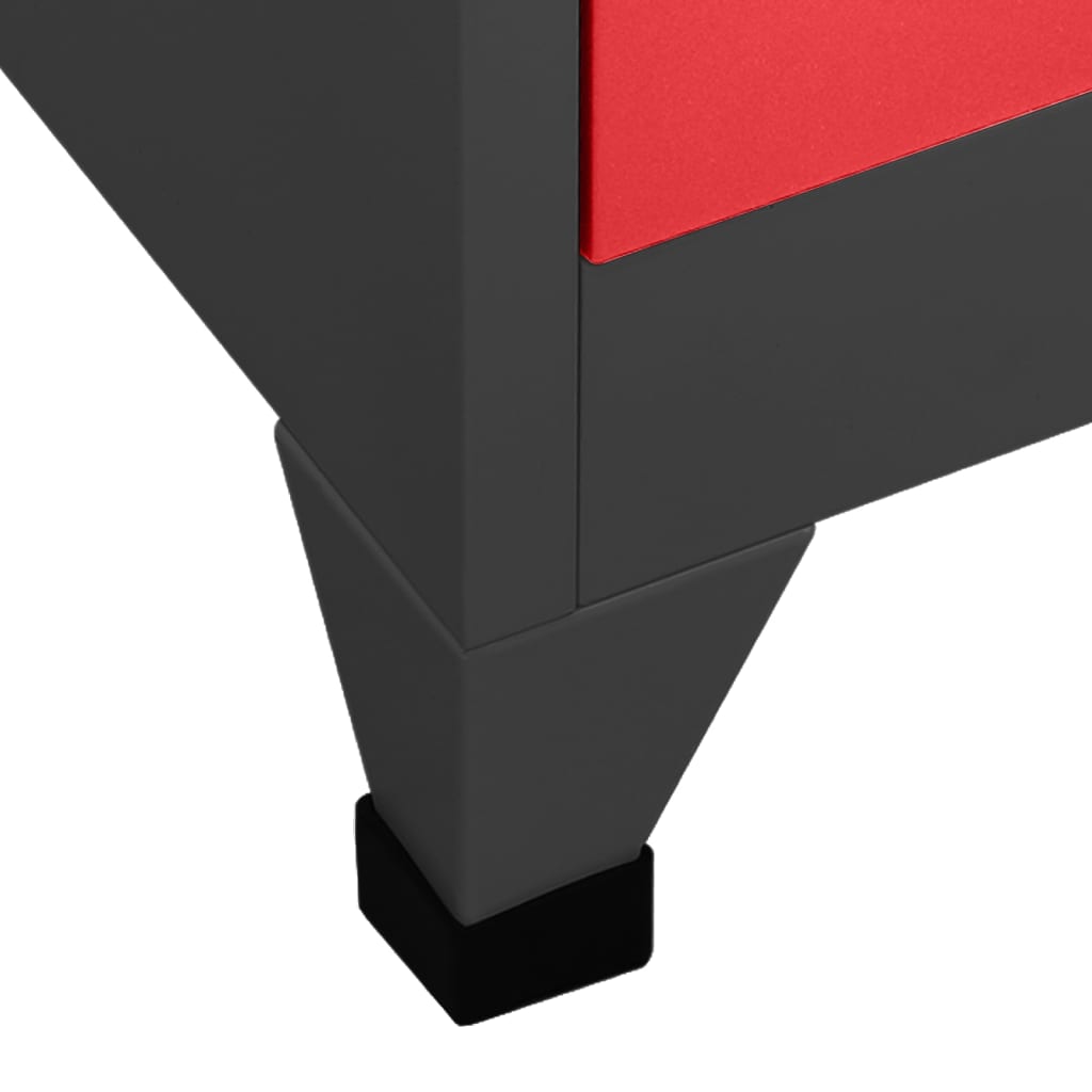 Armadietto con Serratura Antracite e Rosso 90x45x180cm Acciaio | homemem39