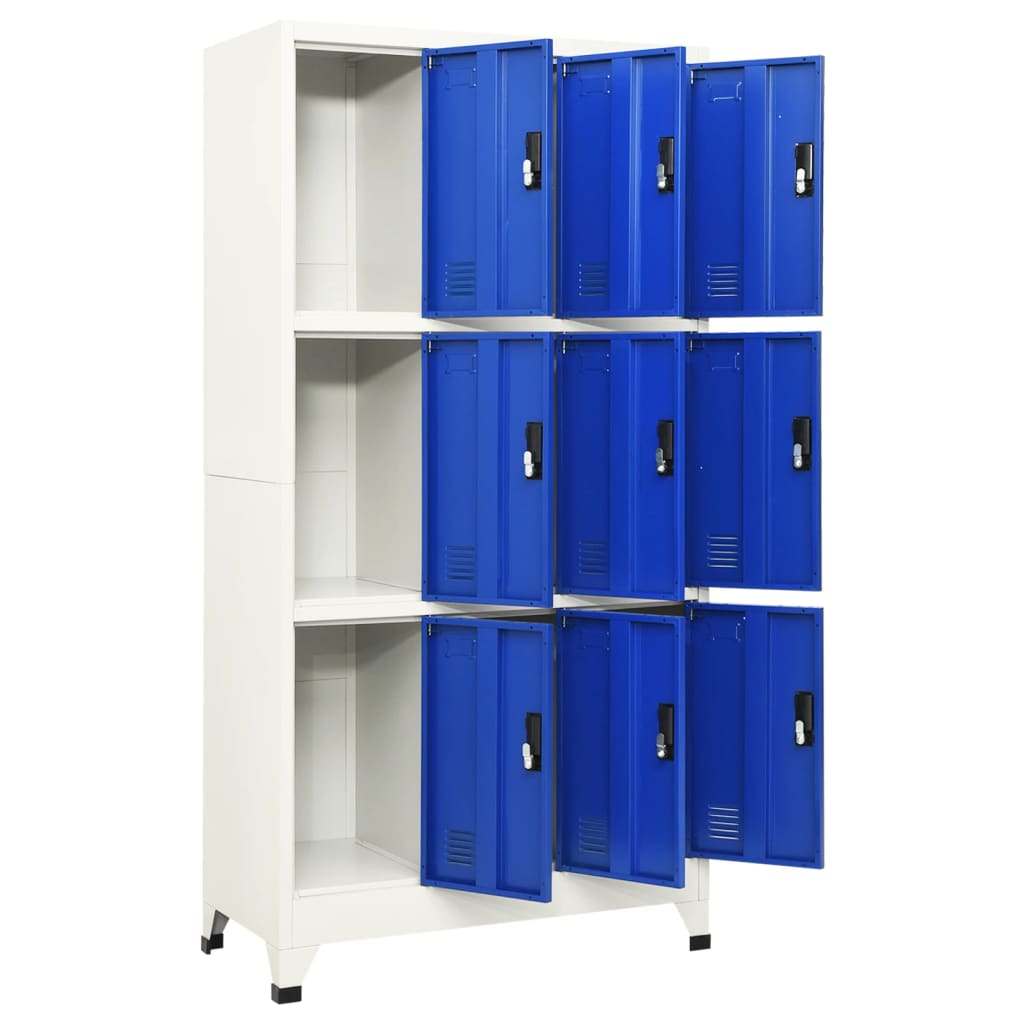 Armadietto con Serratura Grigio e Blu 90x45x180 cm in Acciaio | homemem39