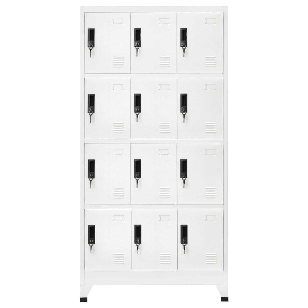 Armadietto con Serratura Bianco 90x45x180 cm in Acciaio | homemem39
