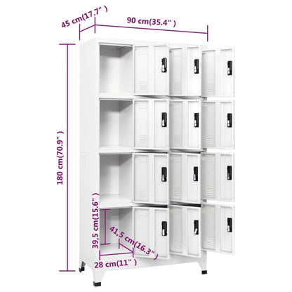 Armadietto con Serratura Bianco 90x45x180 cm in Acciaio | homemem39