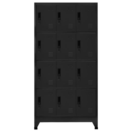 Armadietto con Serratura Nero 90x45x180 cm in Acciaio | homemem39