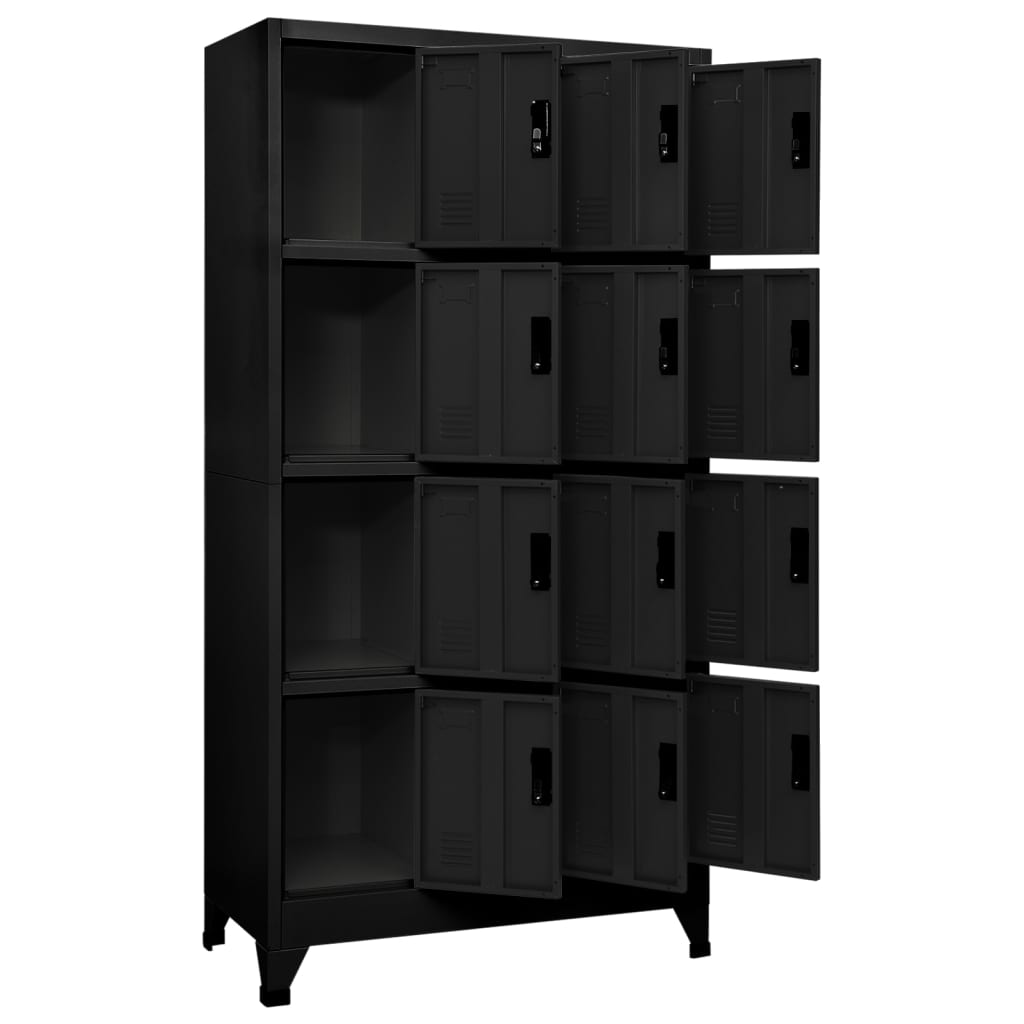 Armadietto con Serratura Nero 90x45x180 cm in Acciaio | homemem39