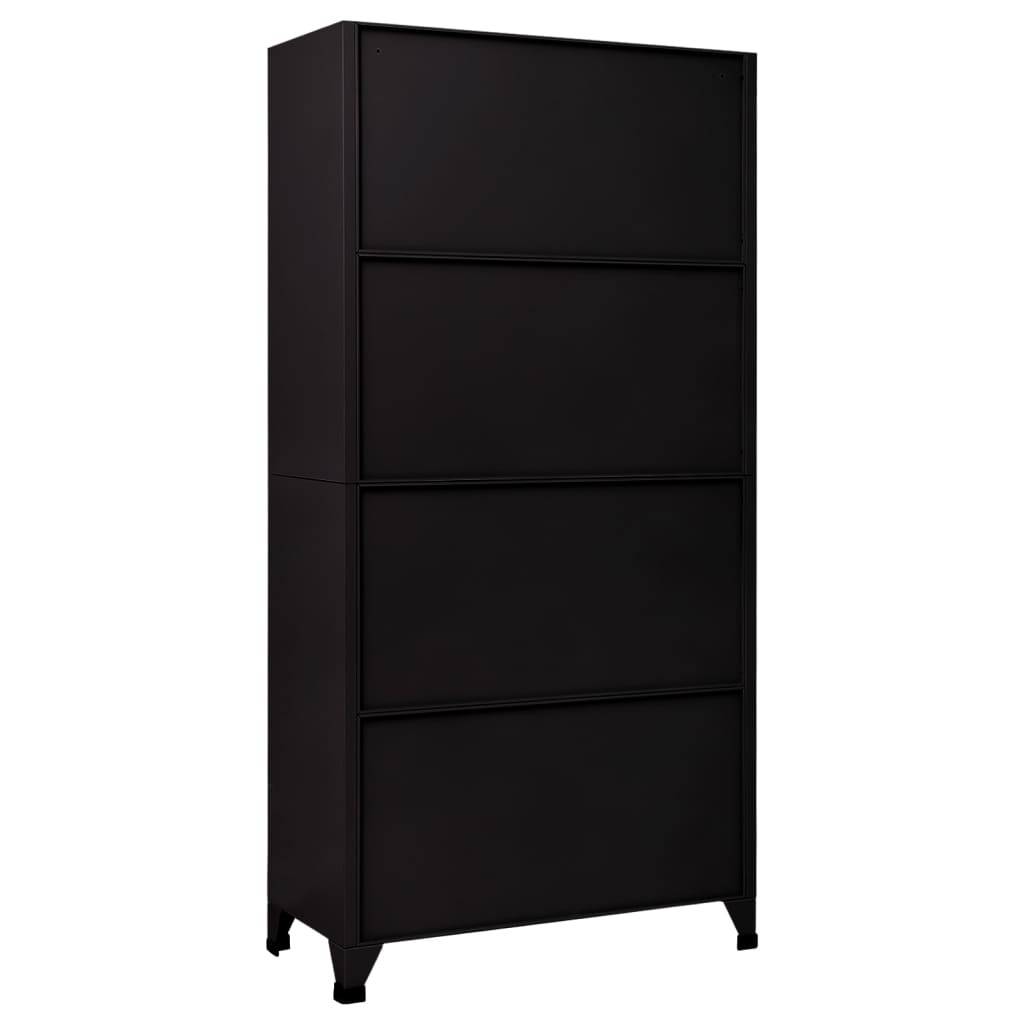 Armadietto con Serratura Nero 90x45x180 cm in Acciaio | homemem39