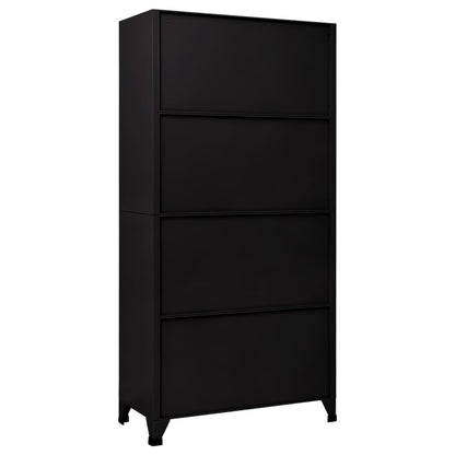 Armadietto con Serratura Nero 90x45x180 cm in Acciaio | homemem39