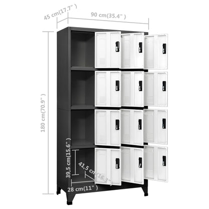 Armadietto con Serratura Antracite e Bianco 90x45x180cm Acciaio | homemem39