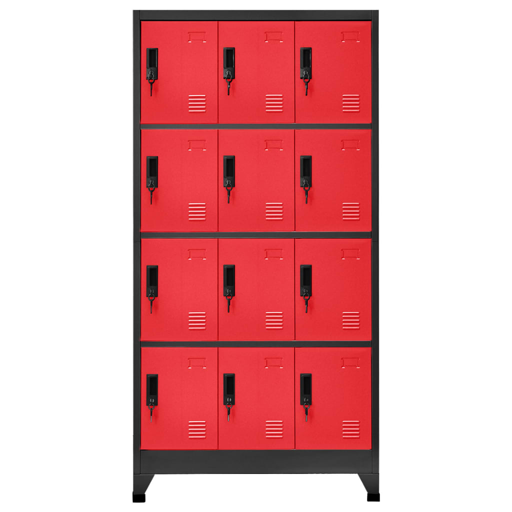 Armadietto con Serratura Antracite e Rosso 90x45x180cm Acciaio - homemem39