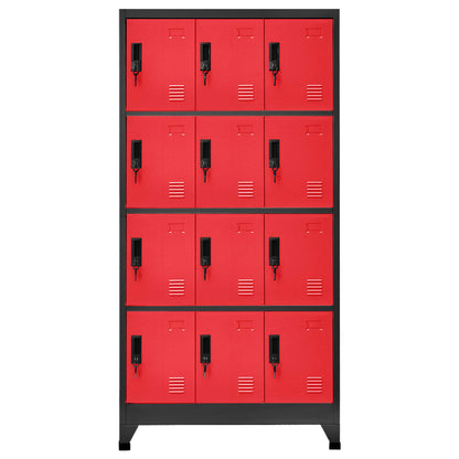Armadietto con Serratura Antracite e Rosso 90x45x180cm Acciaio - homemem39