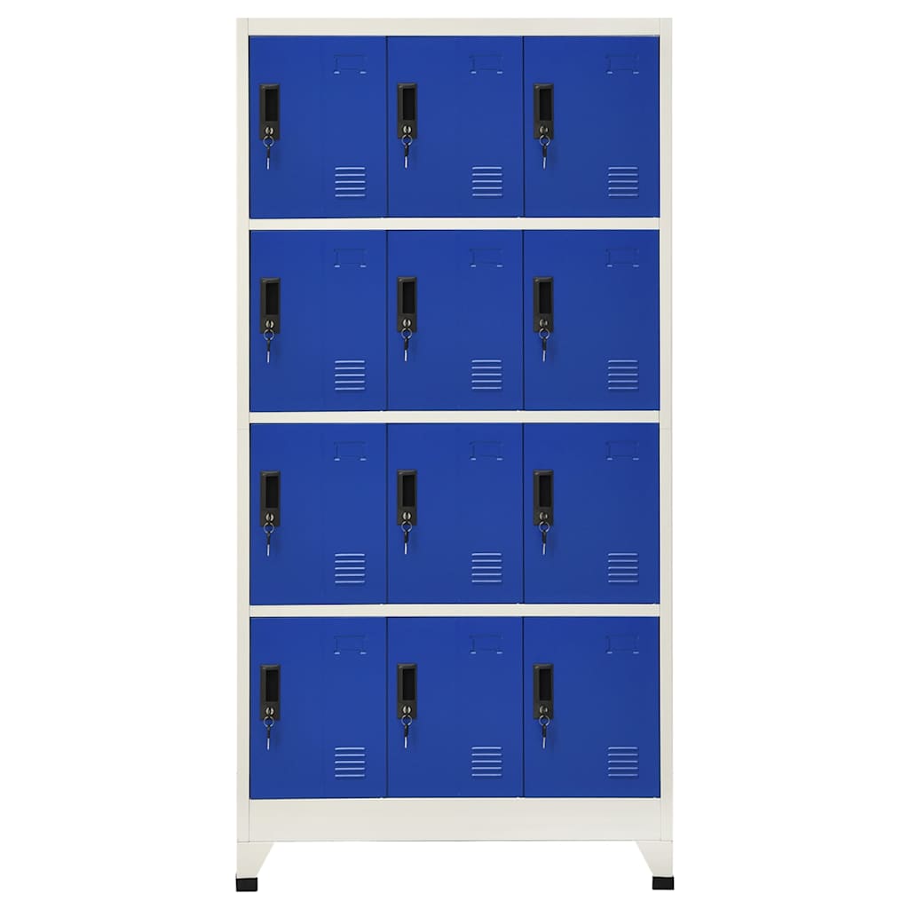 Armadietto con Serratura Grigio e Blu 90x45x180 cm in Acciaio | homemem39