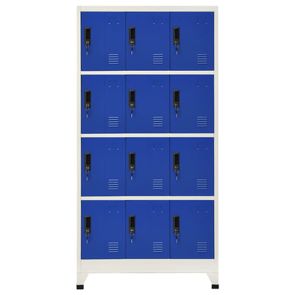 Armadietto con Serratura Grigio e Blu 90x45x180 cm in Acciaio | homemem39