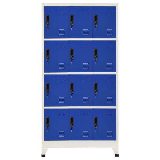 Armadietto con Serratura Grigio e Blu 90x45x180 cm in Acciaio | homemem39