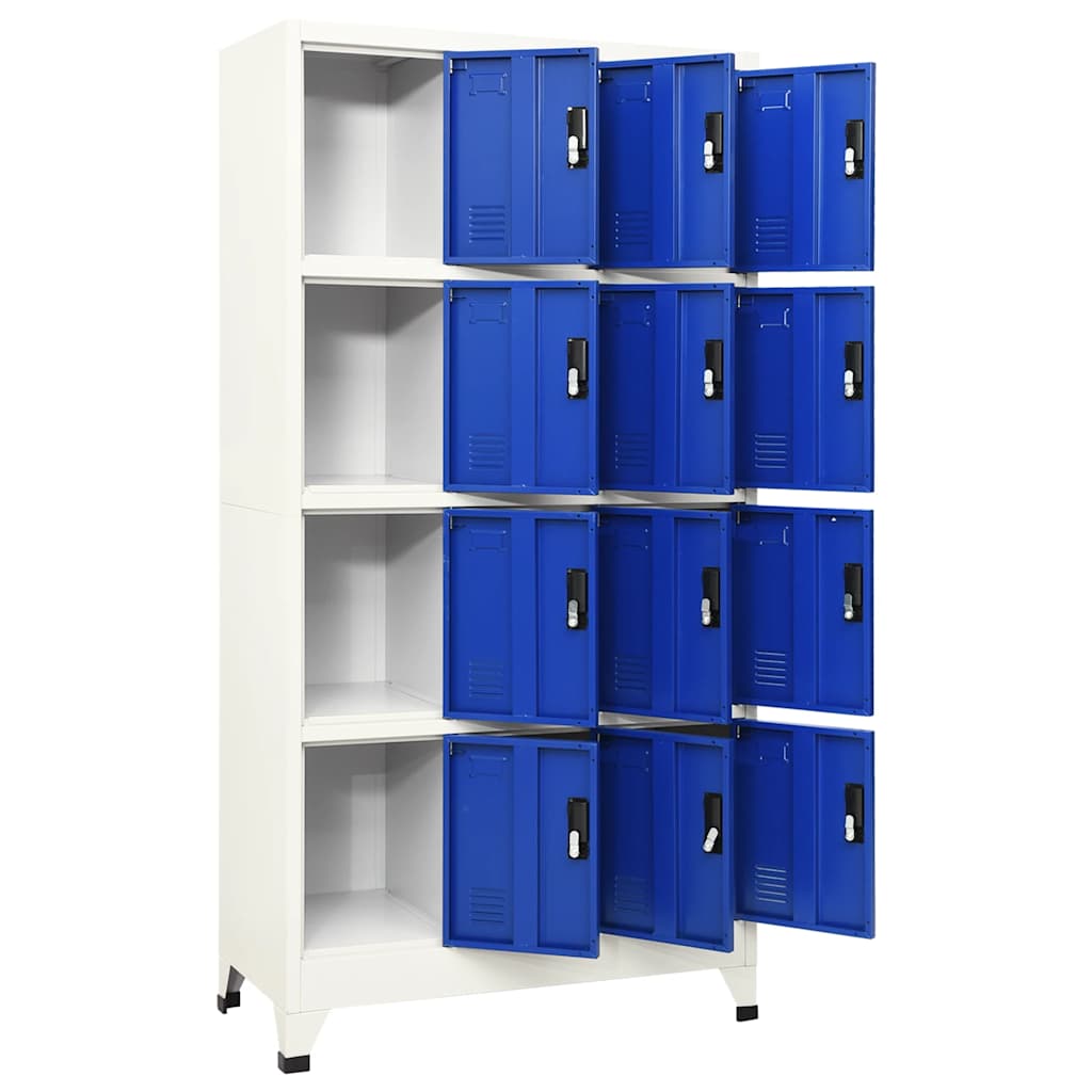 Armadietto con Serratura Grigio e Blu 90x45x180 cm in Acciaio | homemem39