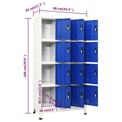 Armadietto con Serratura Grigio e Blu 90x45x180 cm in Acciaio | homemem39