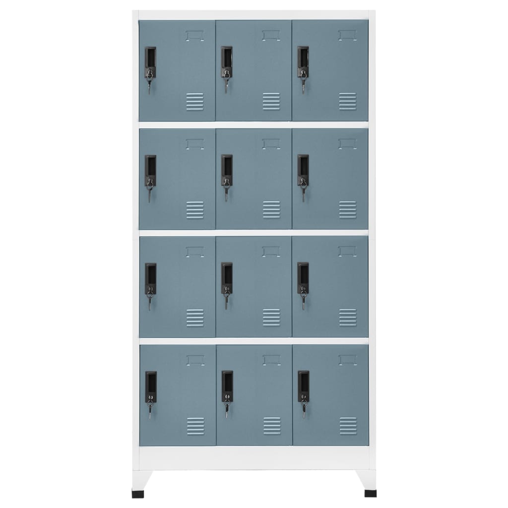 Armadietto con Chiave Grigio Chiaro e Scuro 90x45x180cm Acciaio | homemem39
