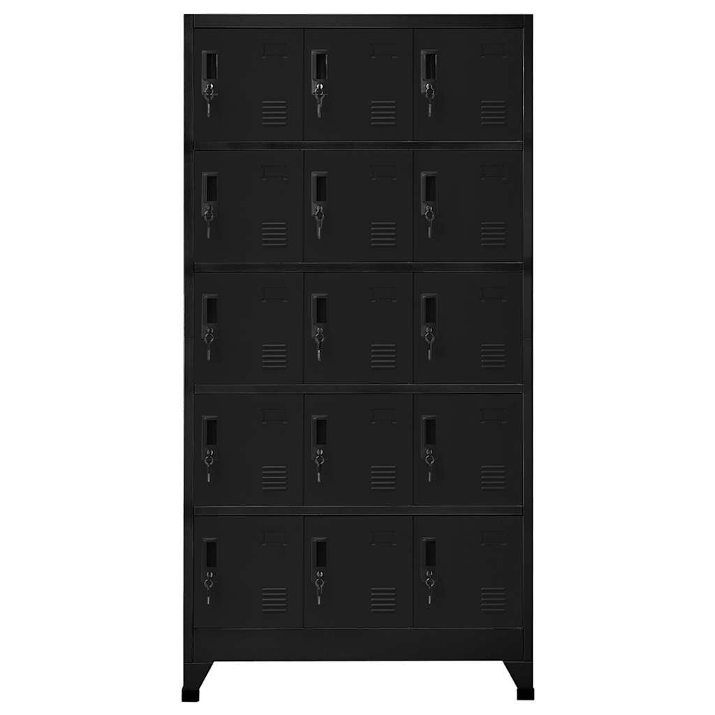 Armadietto con Serratura Nero 90x40x180 cm in Acciaio | homemem39