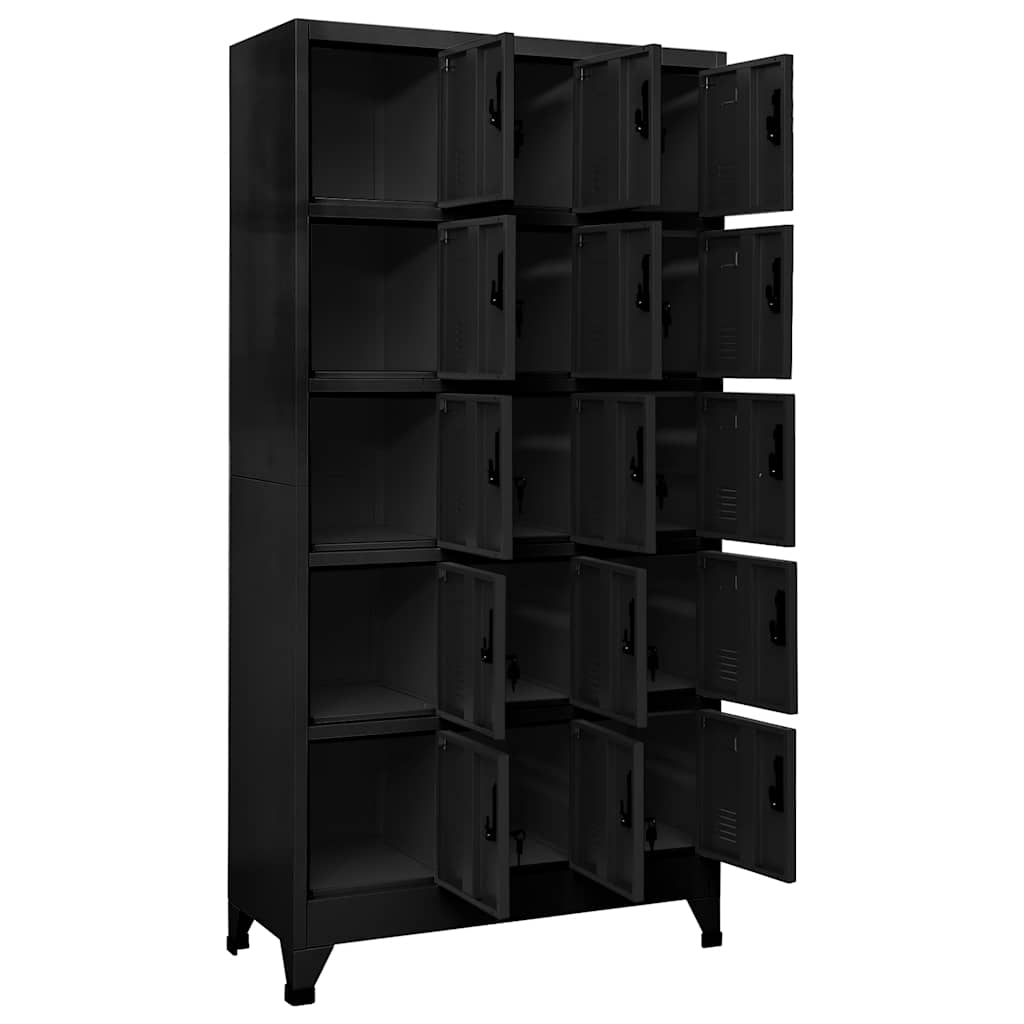 Armadietto con Serratura Nero 90x40x180 cm in Acciaio | homemem39