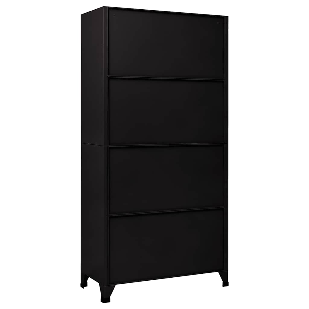 Armadietto con Serratura Nero 90x40x180 cm in Acciaio | homemem39