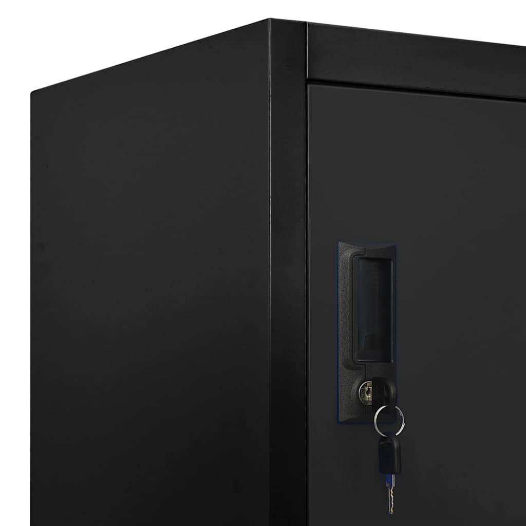 Armadietto con Serratura Nero 90x40x180 cm in Acciaio | homemem39