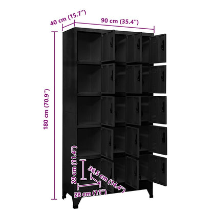 Armadietto con Serratura Nero 90x40x180 cm in Acciaio | homemem39