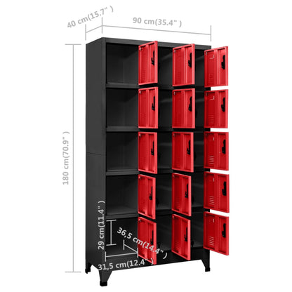 Armadietto con Serratura Antracite e Rosso 90x40x180cm Acciaio - homemem39