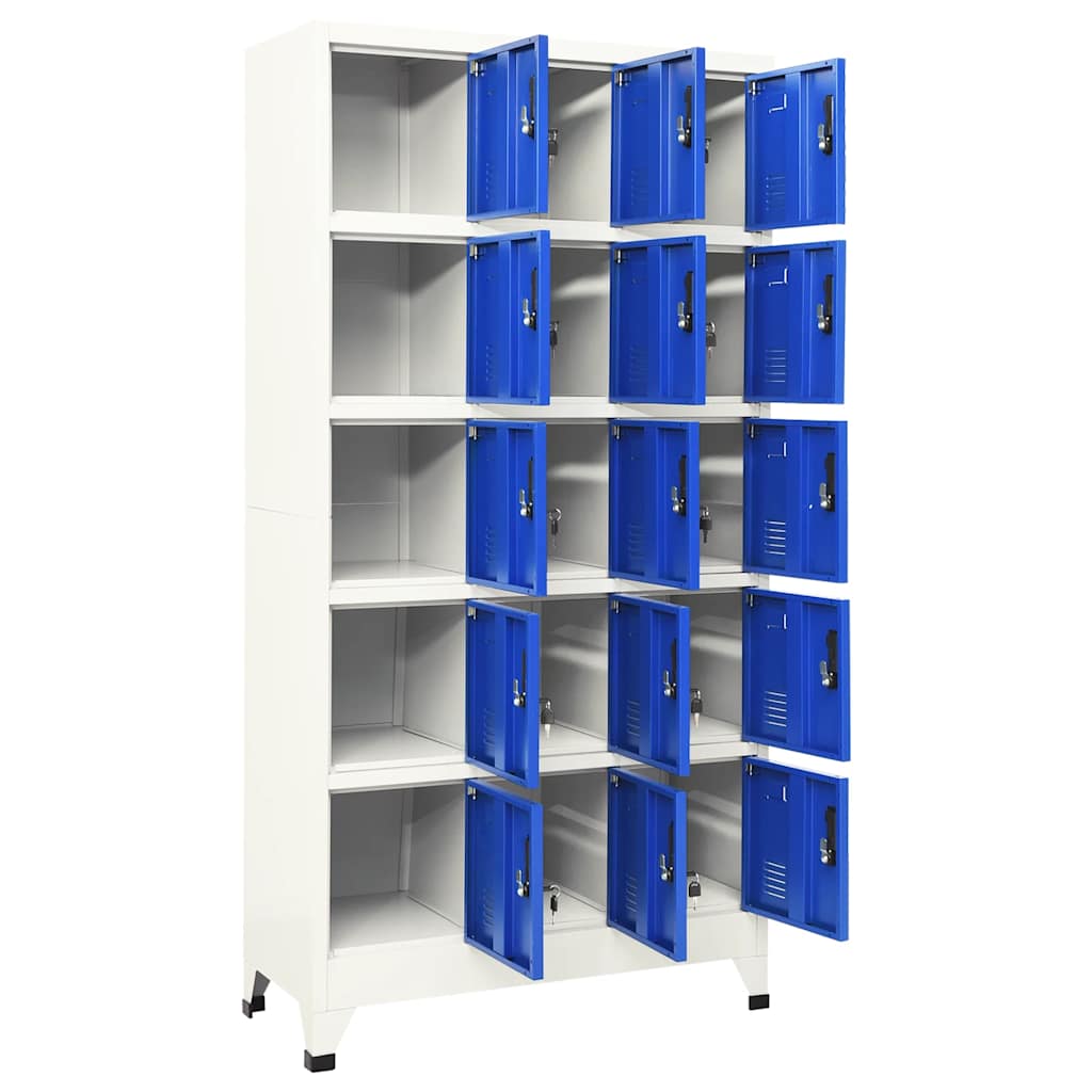 Armadietto con Serratura Grigio e Blu 90x40x180 cm Acciaio | homemem39