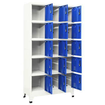 Armadietto con Serratura Grigio e Blu 90x40x180 cm Acciaio | homemem39
