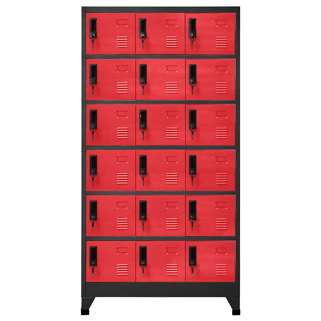 Armadietto con Serratura Antracite e Rosso 90x40x180cm Acciaio | homemem39
