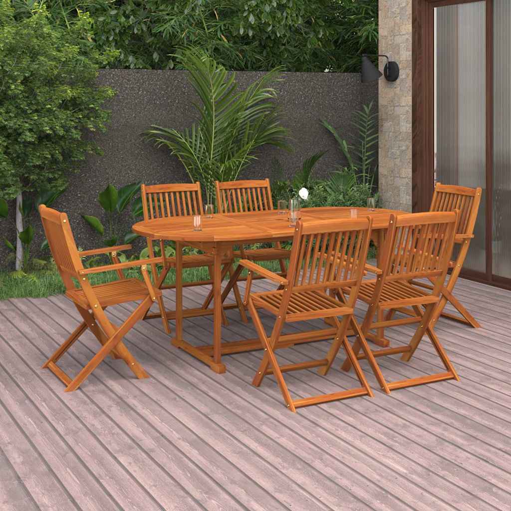 Set da Pranzo da Giardino 7pz 180x90x75cm Legno Massello Acacia